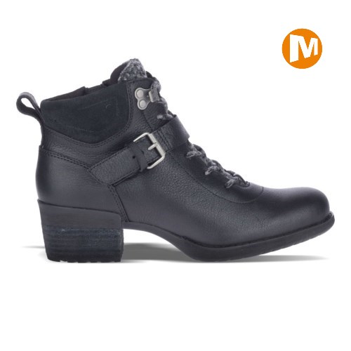 Merrell Shiloh II Lace Waterproof Womens Boots Black UK.TOYK